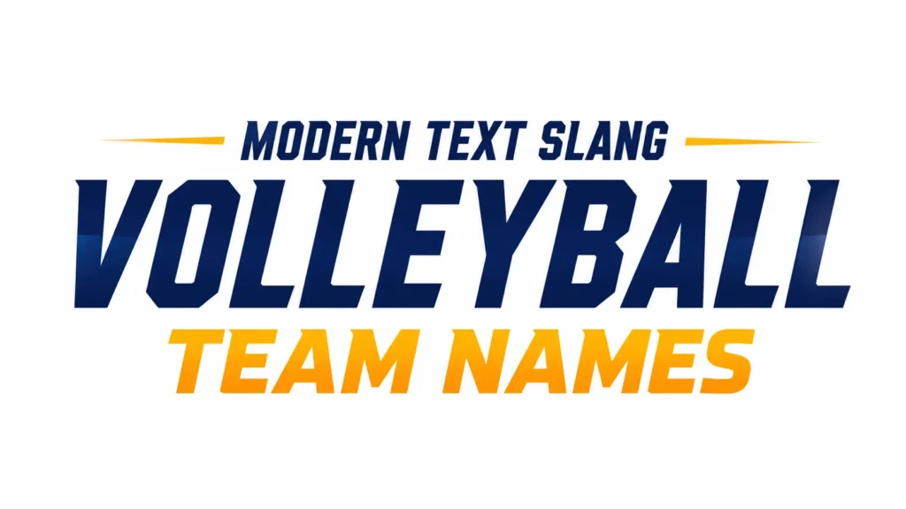 Professional volleyball team names banner featuring bold modern typography on a clean white background for a sports website header.