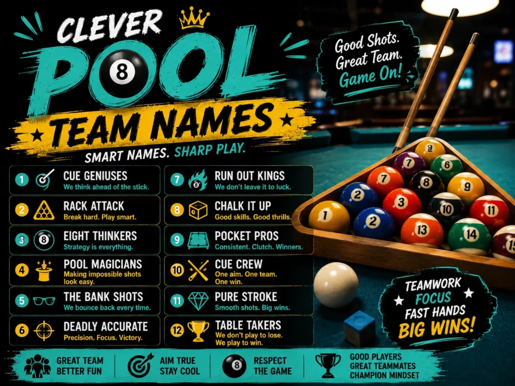 200+ Clever Pool Team Names: Funny & Cool Ideas