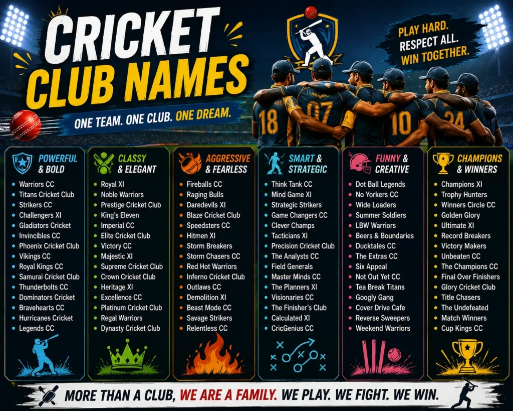 200+ Cricket Club Names: Cool, Unique & Professional