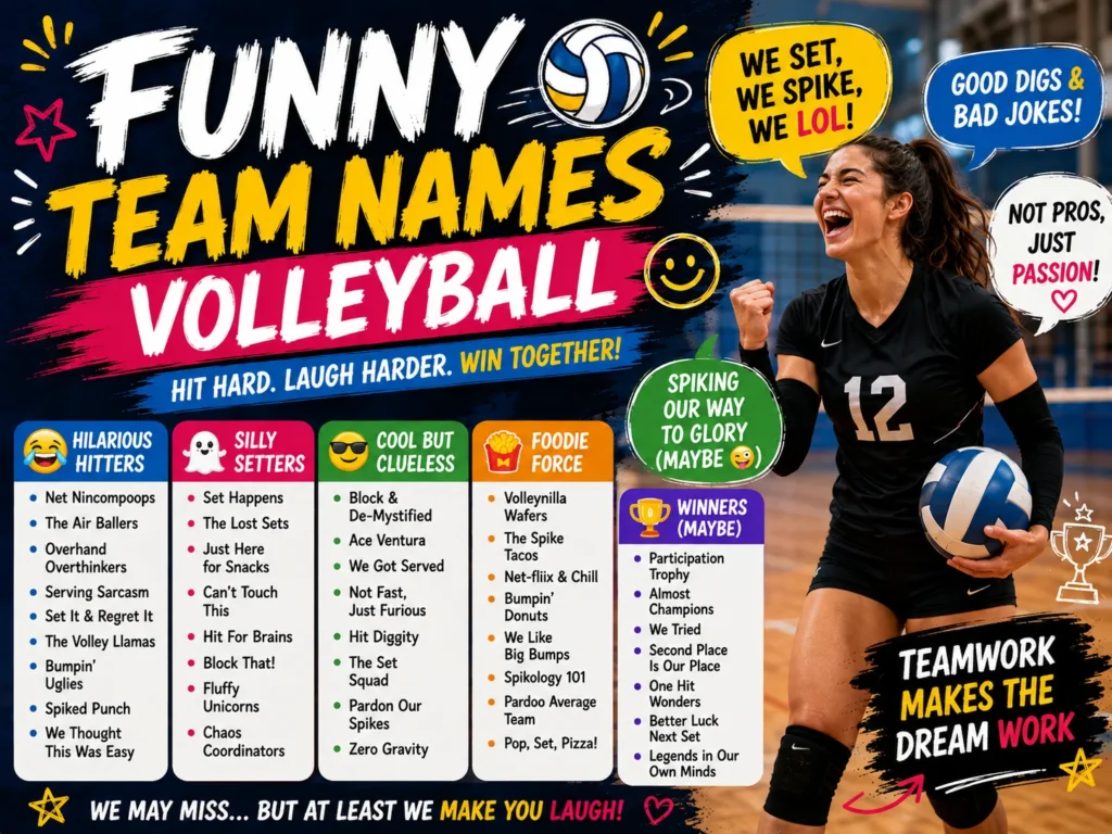 200+ Funny Team Names Volleyball Players Will Love