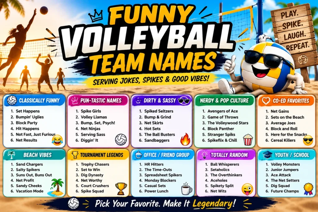 250+ Funny Volleyball Team Names