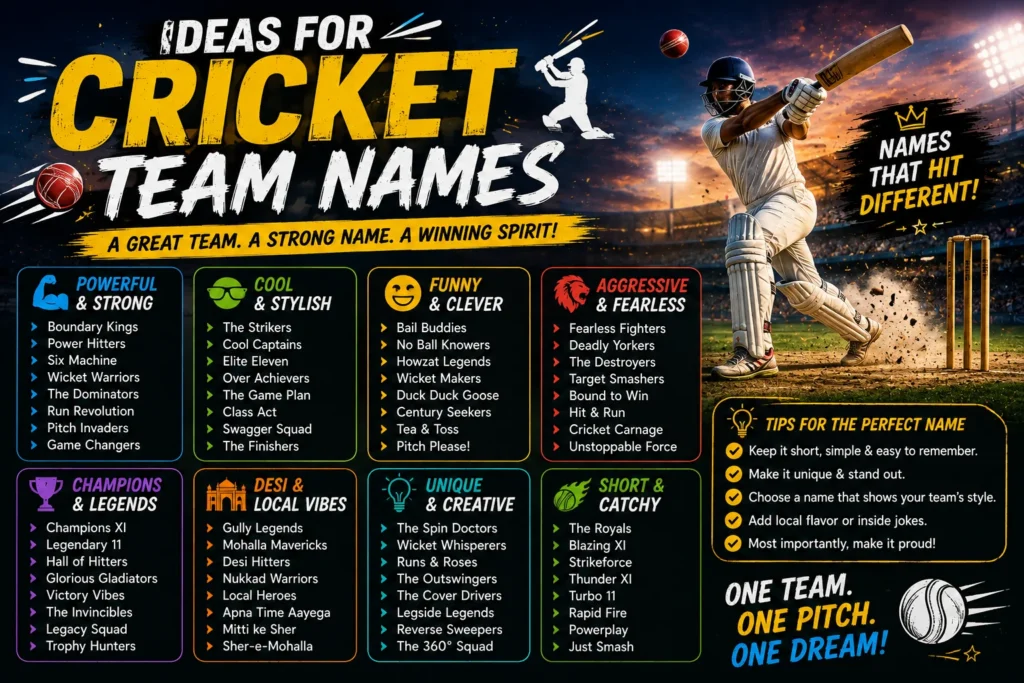 200+ Ideas for Cricket Team Names: Cool & Funny