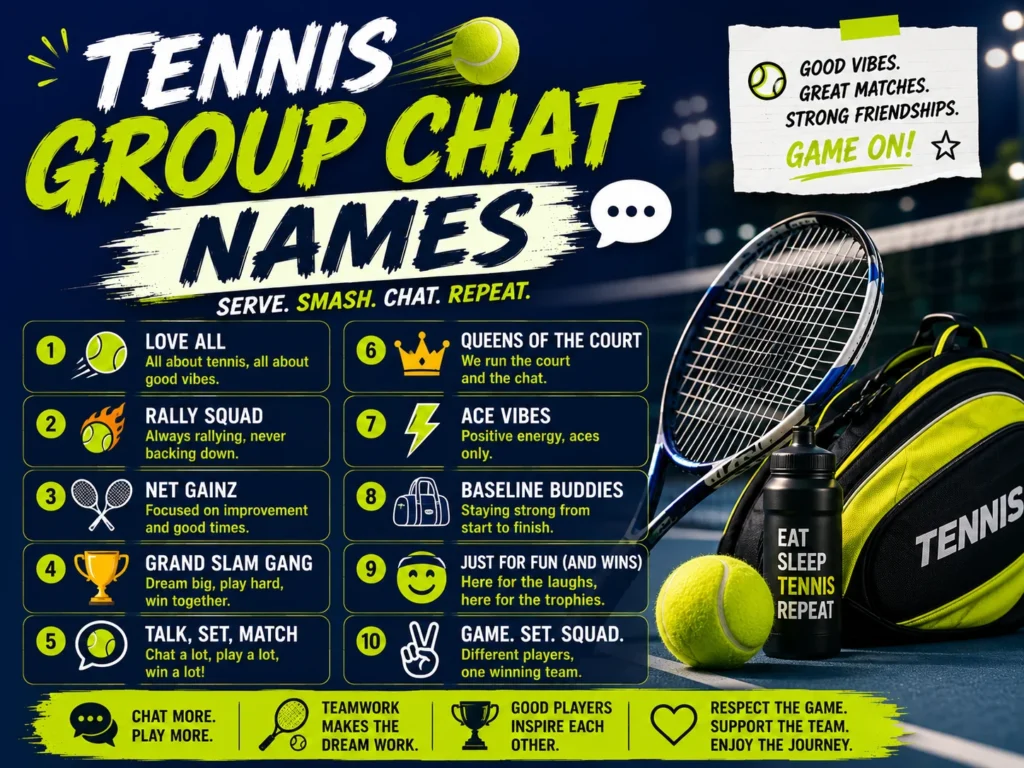 200+ Tennis Group Chat Names: Funny & Clever Ideas